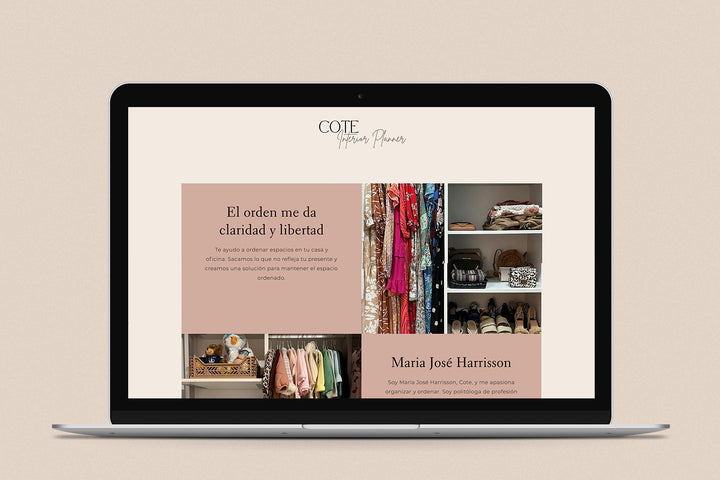 Imagen de una laptop con la web de Cote Interior Planner en su pantalla.
