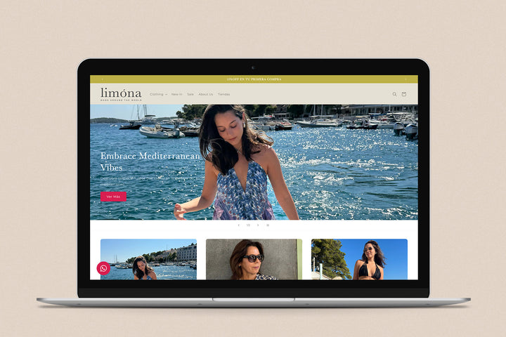 Imagen de una laptop con la web de Limona en su pantalla.