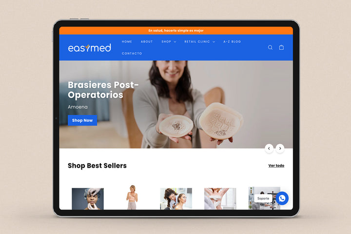 Imagen de un ipad con la web de Easymed en su pantalla.