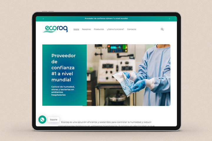Imagen de un ipad con la web de Ecoroq en su pantalla.