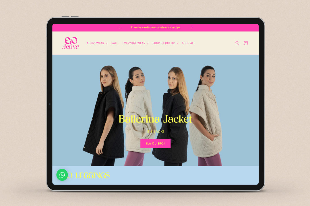 Imagen de un ipad con la web de Go Active en su pantalla.