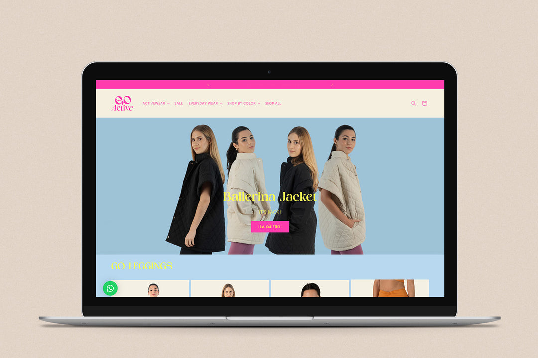 Imagen de una laptop con la web de Go Active en su pantalla.
