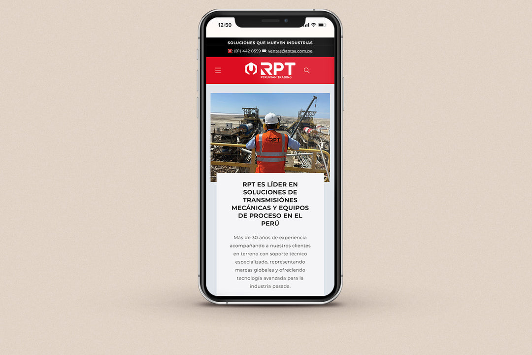 Imagen de un iphone con la web de RPT en su pantalla.