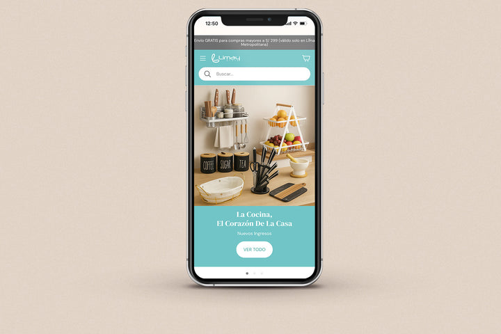 Imagen de un iphone con la web de Limay en su pantalla.