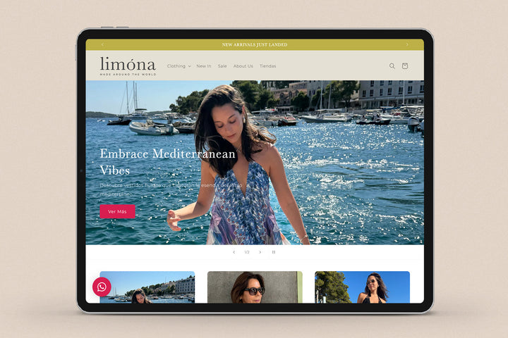 Imagen de un ipad con la web de Limona en su pantalla.