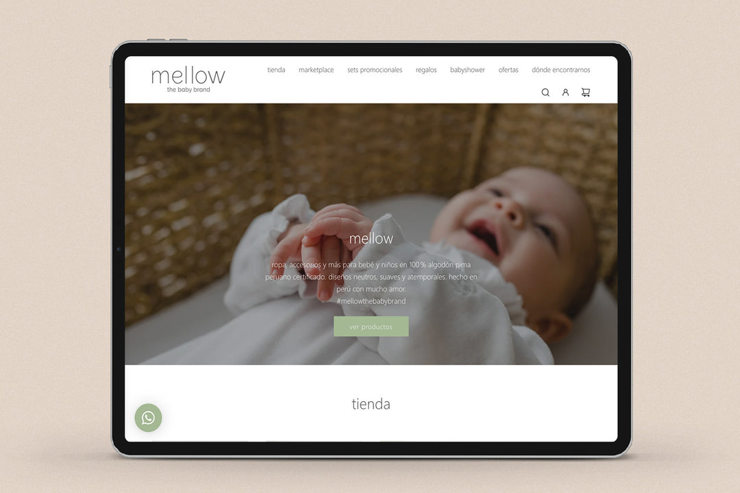 Imagen de un ipad con la web de Mellow en su pantalla.