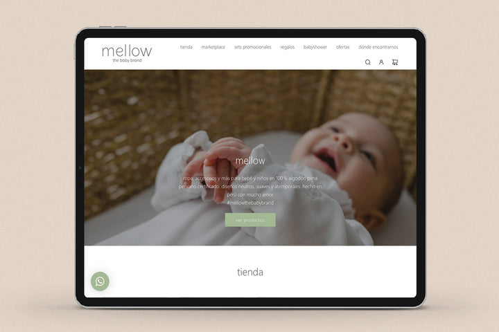 Imagen de un ipad con la web de Mellow en su pantalla.