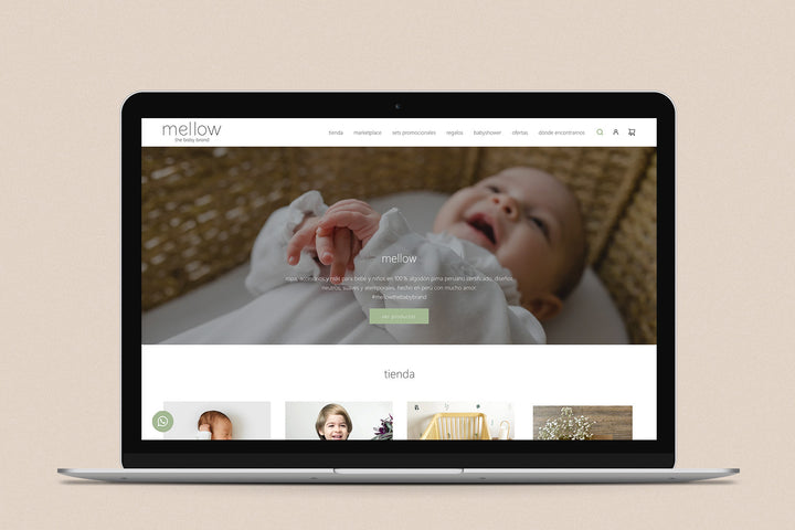 Imagen de una laptop con la web de Mellow en su pantalla.
