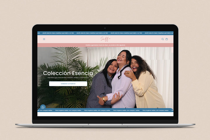 Imagen de una laptop con la web de Soff Plus en su pantalla.