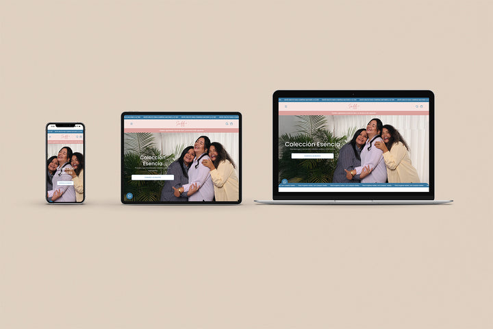 Imagen de un iphone, un ipad y una laptop con la web de Soff Plus en sus pantallas.