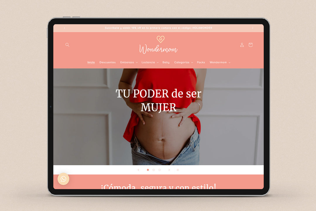 Imagen de un ipad con la web de Wondermom en su pantalla.