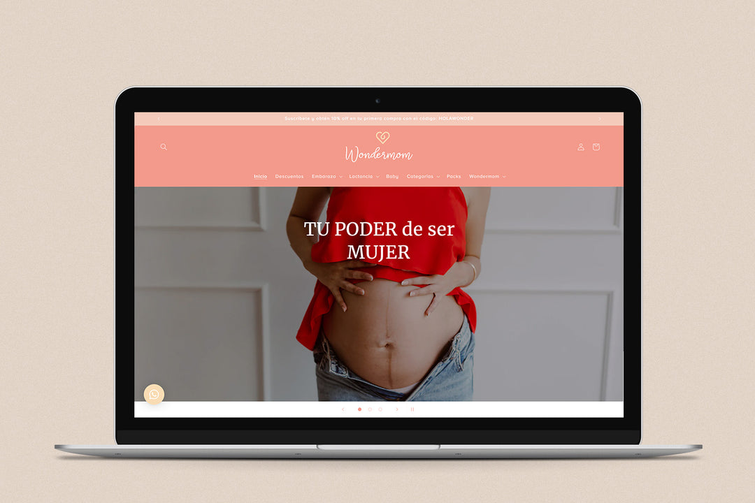 Imagen de una laptop con la web de Wondermom en su pantalla.