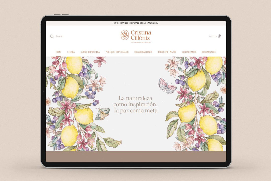 Imagen de un ipad con la web de Cristina Cilloniz en su pantalla.