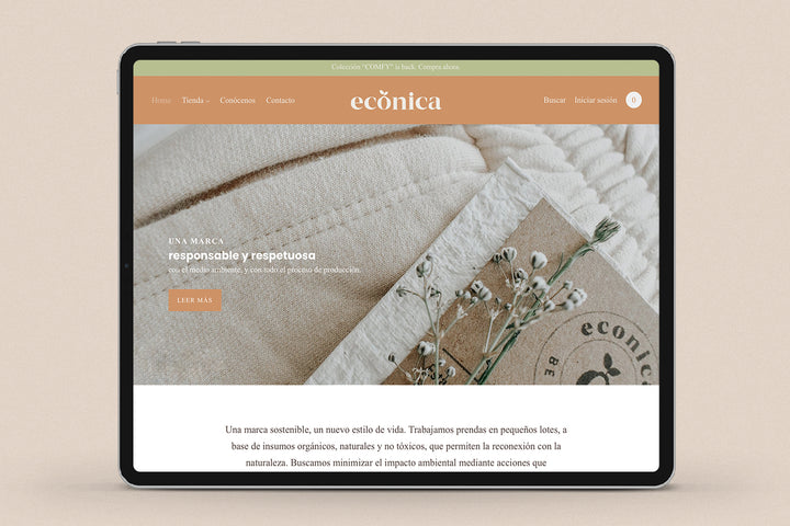 Imagen de un ipad con la web de Ecónica en su pantalla.