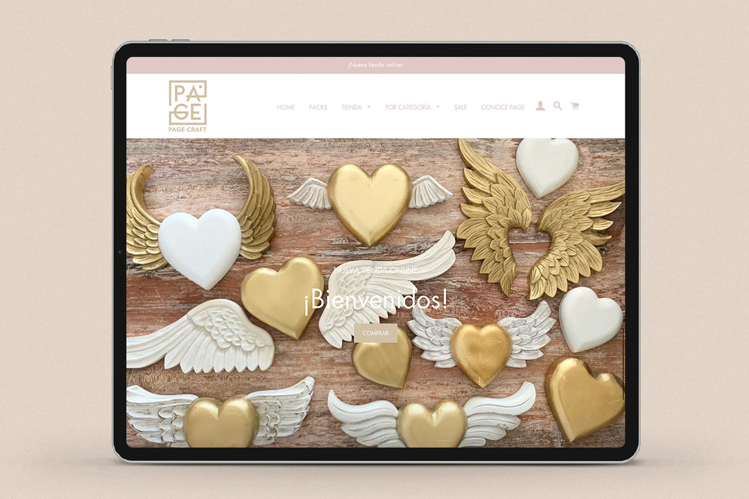 Imagen de un ipad con la web de Page Craft en su pantalla.