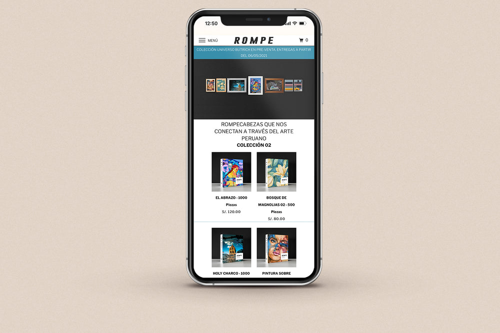 Imagen de un iphone con la web de Rompe en su pantalla.